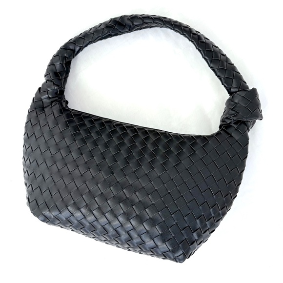 A New Day Woven Hobo Shoulder Bag Knotted Strap Black Handbag Purse Large ~14” - Picture 3 of 5